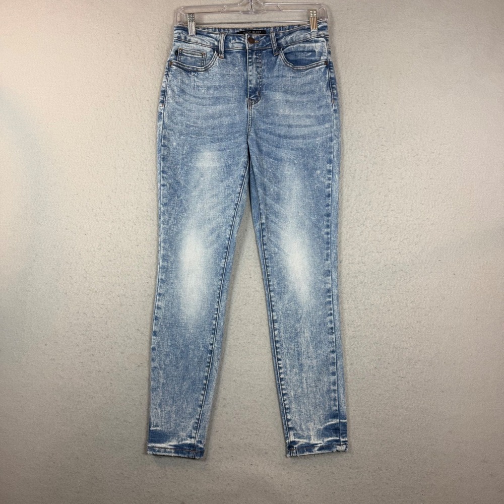 Judy Blue Jeans Womens 7/28 Skinny Fit Blue Acid Wash Stretch Denim EUC